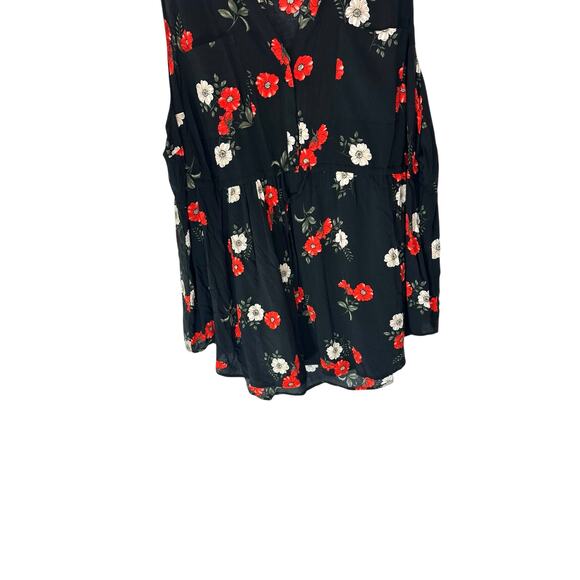 Torrid Plus Black Red Floral Casual Print V-Neck Sleeve Button Front Blouse 4X - Picture 6 of 11